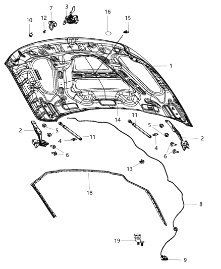 Latch Hood With Hood Ajar Switch Diagram for 68361150AB