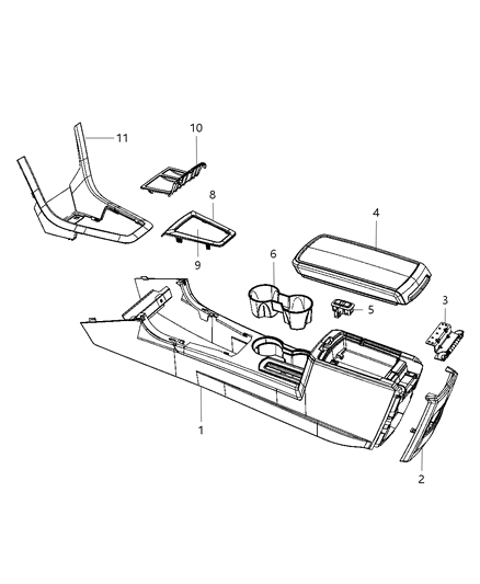 1987 Dodge D250 Armrest Console Diagram for 1GQ591DBAA