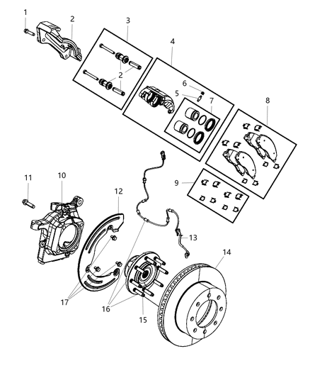 2011 Ram 2500 Hub And Bearing Brake Front Diagram for 52122186AB