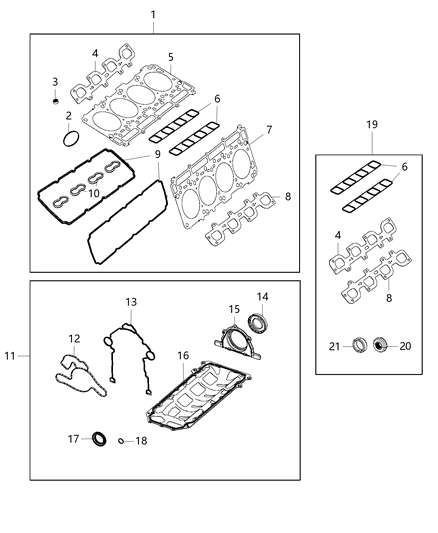 Gasket Cylinder Head Diagram for 68164696AB