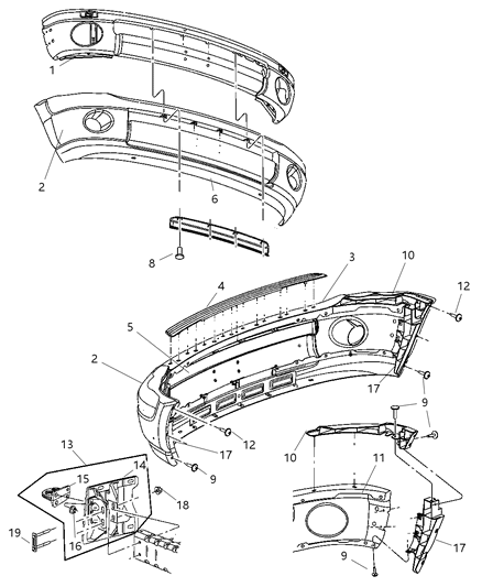 Bracket Bumper Diagram for 55077317AH