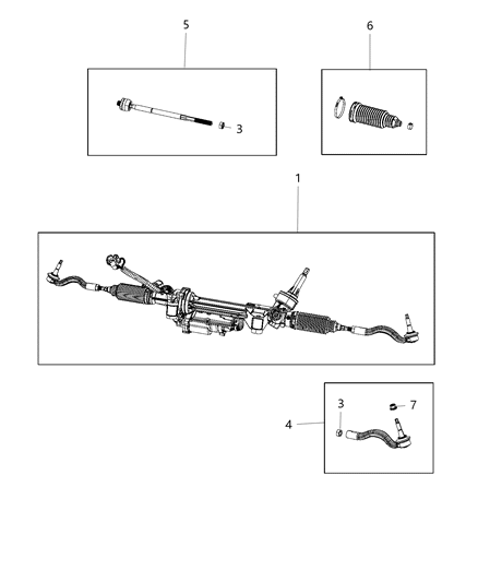 Tie Rod Kit Inner End Diagram for 68303629AA