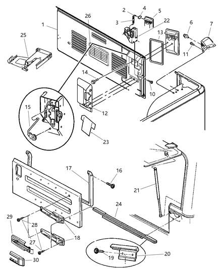 Weatherseal, Tailgate Diagram for 55175043AF