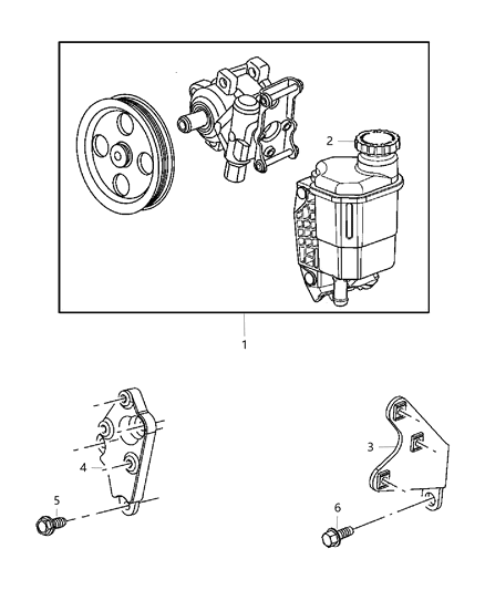 2008 Dodge Sprinter 3500 Pump Power Steering Includes Pulley, Reservoir, And Cap Diagram for 68225509AA