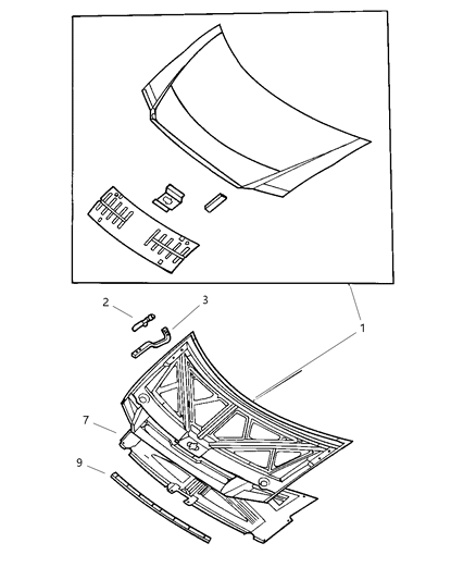 2011 Dodge Charger Hood Diagram for 4860455AB