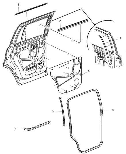 1998 Dodge Caravan Shield Door Diagram for 55362143AF