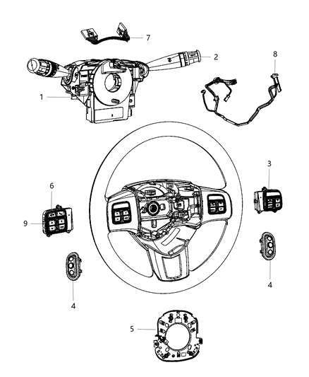1990 Dodge D250 Switch Multifunction Diagram for 68015101AF