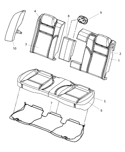 2013 Dodge Charger Armrest Rear Seat Center Diagram for 5PK801V5AA