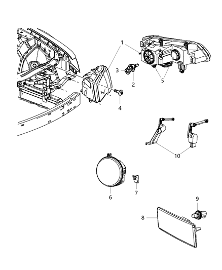 2002 Dodge Ram 2500 Sensor Headlamp Diagram for 57010713AA