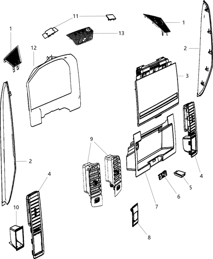 2013 Ram 1500 Outlet A/C & Heater Diagram for 1WA63DX9AB