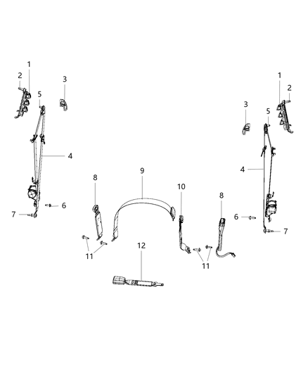 1996 Dodge Stealth Seat Belt Front Outer Diagram for 5RL811X9AC