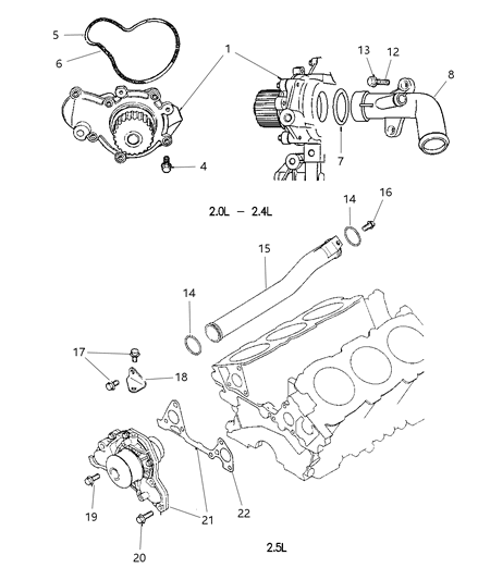 1999 Dodge Stratus Tube Assembly, Water Inlet Diagram for 5264689