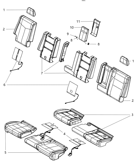 2015 Dodge Durango Headrest Second Row Diagram for 1WG80JRRAA
