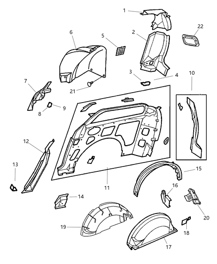 Plug Quarter Trim Panel Diagram for 4860935AA