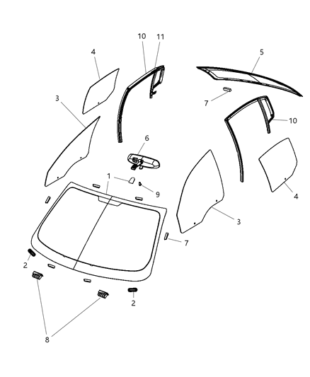 Weatherstrip Door Glass Running With Glass Rear Door Diagram for 5074573AH