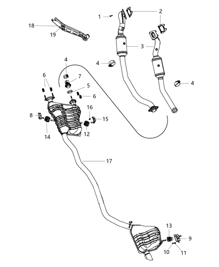 Muffler And Tailpipe Exhaust Diagram for 52124623AH