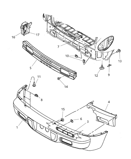 Foam Rear Bumper Fascia Diagram for 5116172AB