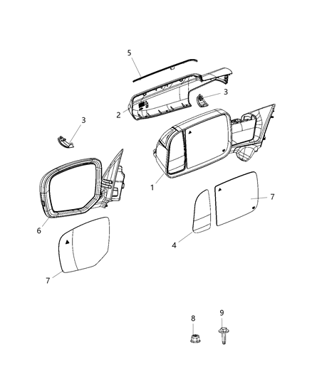 2012 Jeep Patriot Mirror Outside Rearview Trailer Tow, See Group 008 Diagram for 68412769AC