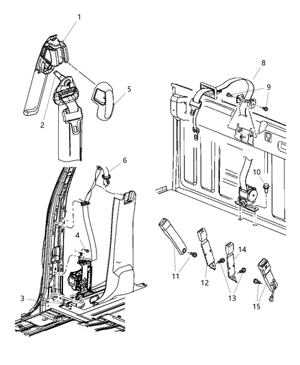 2002 Jeep Liberty Seat Belt Front Outer Diagram for 5KP971K2AE