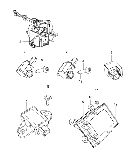 Sensor Steering Angle / Clockspring Assembly Diagram for 56046497AF