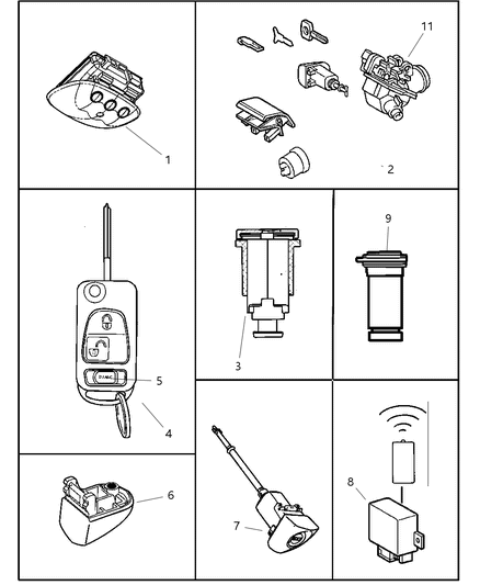 Cap Door Lock Cylinder See Note Diagram for 1BY46P41AA