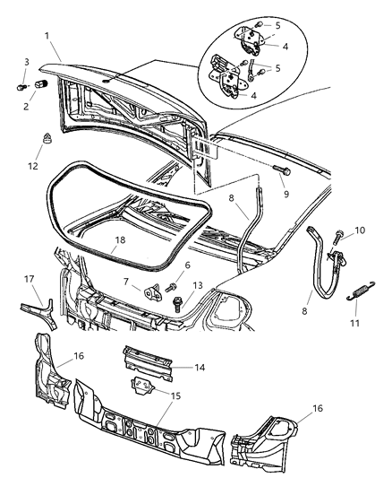 Latch Deck Lid Diagram for 4888622AF