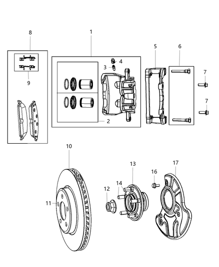 2004 Dodge Ram 2500 Rotor Brake Front Diagram for 68283305AA