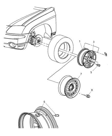 Sensor Package Tire Pressure Valve Stem With Nut Diagram for 5127335AC