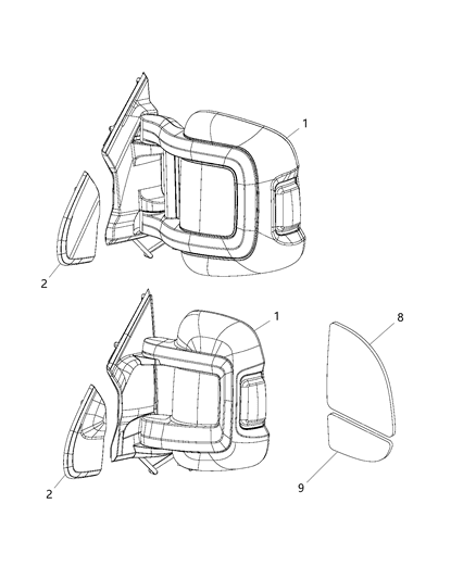 Mirror Outside Rearview, Front Passenger Side Diagram for 5VE96JXWAE