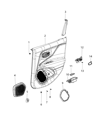 Panel Rear Door Trim Diagram for 5XA34LXHAA