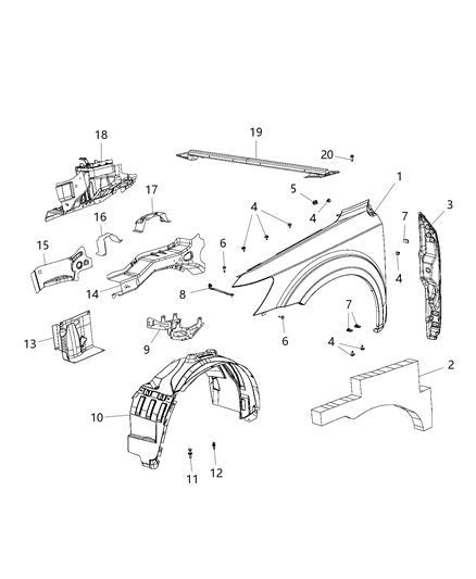 Shield Fender Diagram for 5116278AB