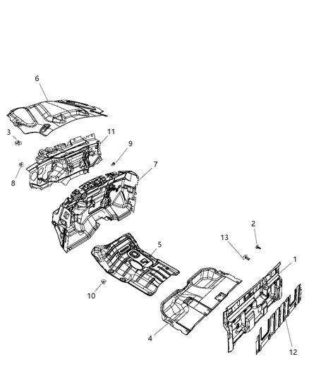 Insulation Dash Panel Under Instrument Panel Diagram for 55361470AB