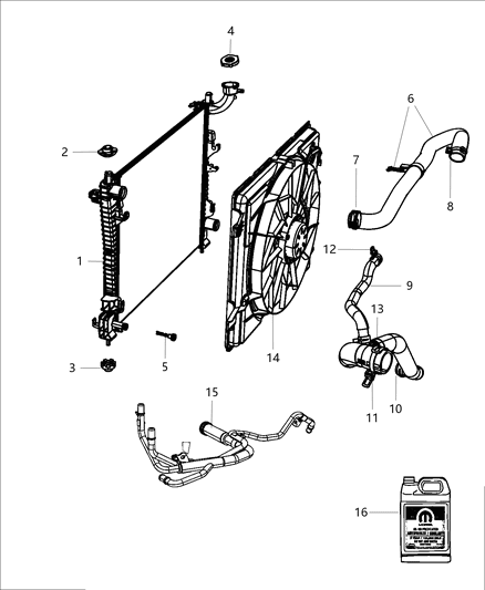 Hose Radiator Inlet Diagram for 55038028AF