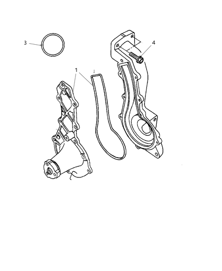 1993 Dodge Daytona Gasket, Water Pump Housing Diagram for 53020420