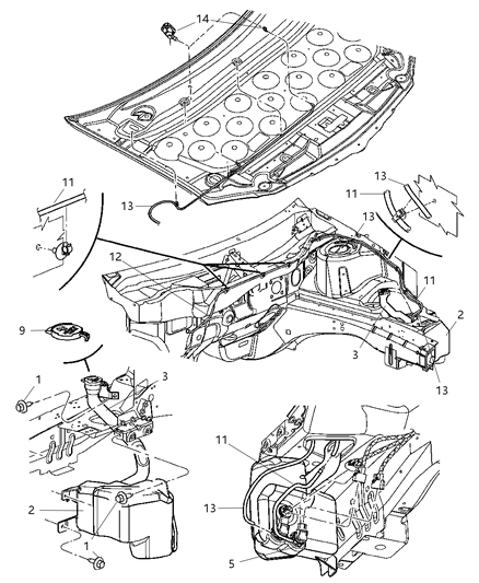 2006 Chrysler Pacifica Grommet Washer Level Sensor Diagram for 5102256AA