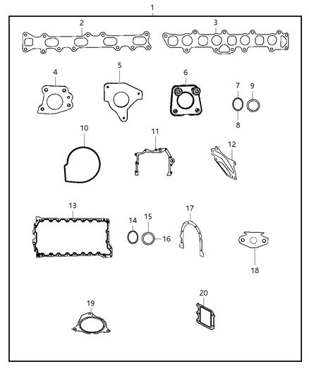 Gasket Timing Case Cover Diagram for 68032198AA