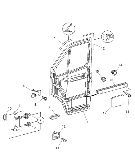 Door Front Shell Diagram for 5123672AA