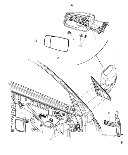Mirror Outside Rearview Diagram for 5XY521BUAD