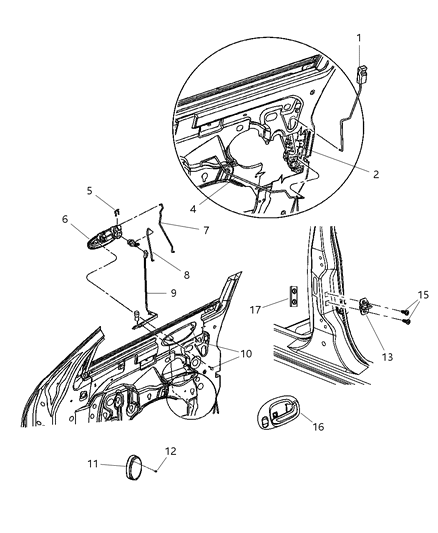 2025 Chrysler Pacifica Handle Front Door Exterior Diagram for QA39WS2AC