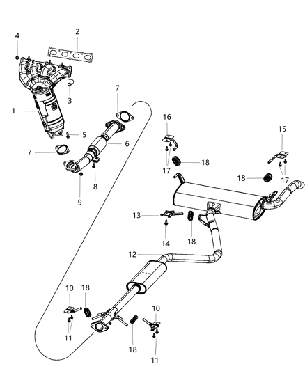 Muffler And Tailpipe Exhaust Diagram for 68188958AB