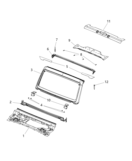 1992 Dodge Ram 50 Weatherstrip Windshield Header Diagram for 68271695AH
