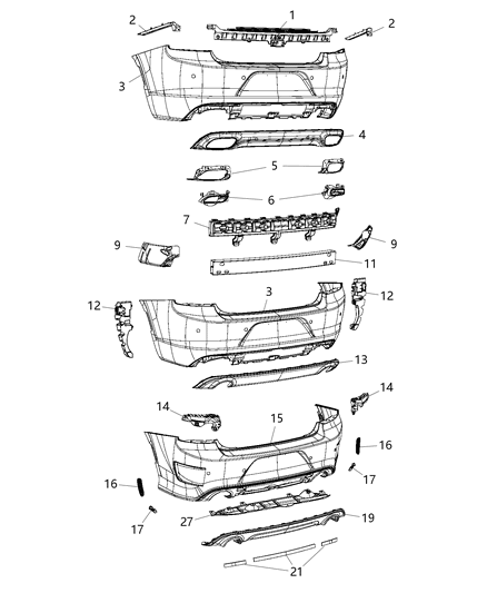 Bracket Fascia Support Diagram for 68226566AC
