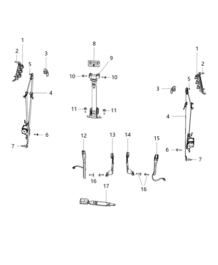 2019 Ram 3500 Seat Belt Front Outer Diagram for 5RL782R3AC
