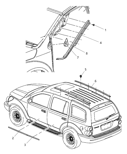 Molding Rear Door Diagram for 5JN57PR4AC