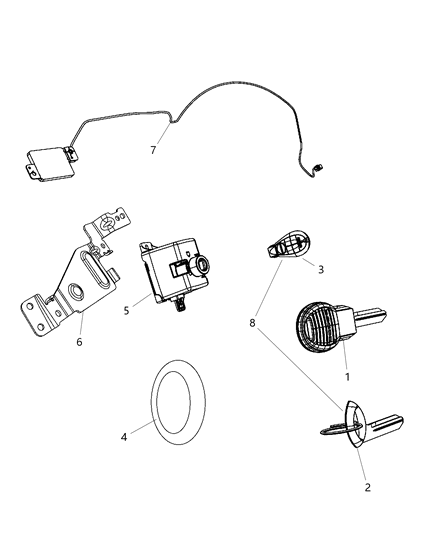 Transmitter Integrated Key Fob Diagram for 5026378AG