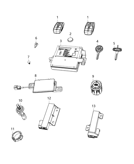 Receiver Wireless Control Module Rfhm Diagram for 68291646AJ
