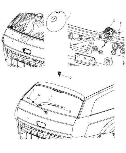 Blade Rear Window Wiper Diagram for 5140655AA