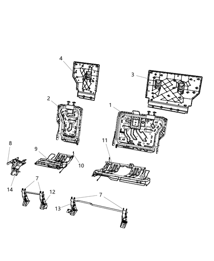 2015 Ram 2500 Bezel Seat Back Panel Diagram for 1JU191DVAA