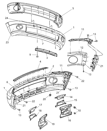2001 Chrysler Concorde Fascia Front Bumper Paint As Required Diagram for 1AT30TZZAB