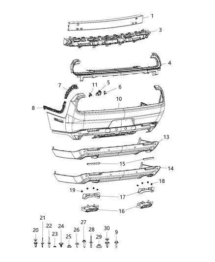 1984 Dodge B250 Bracket Rear Bumper With Mounting Studs Diagram for 68243236AA